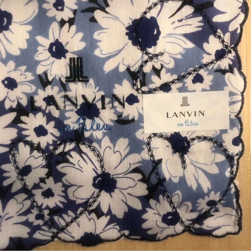 Blue Floral Silk Scarf